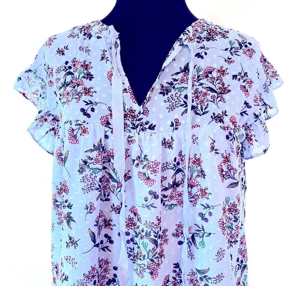 Dr2 By Daniel Rainn Flutter Cap Sleeve Floral Top - image 2